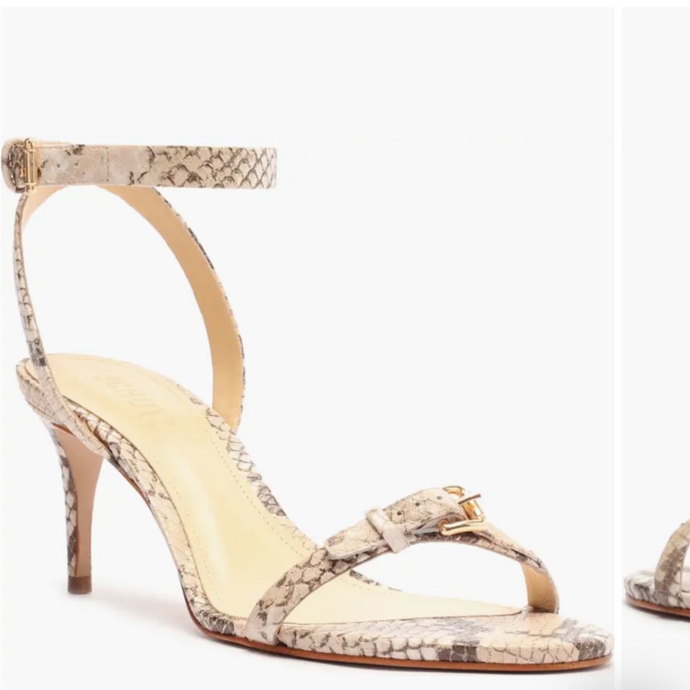 SCHUTZ Beige and Brown Snake Print Sandals